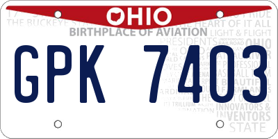 OH license plate GPK7403
