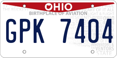 OH license plate GPK7404