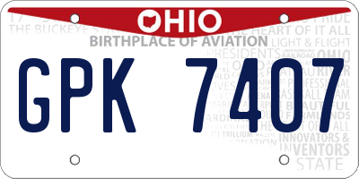 OH license plate GPK7407