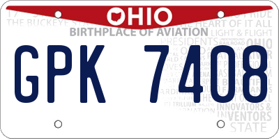 OH license plate GPK7408