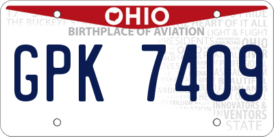 OH license plate GPK7409