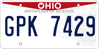OH license plate GPK7429