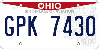 OH license plate GPK7430