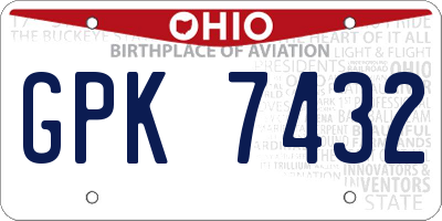 OH license plate GPK7432