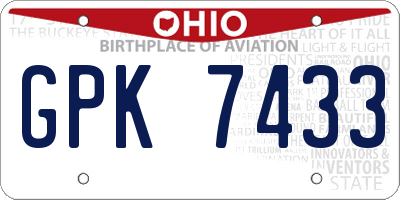 OH license plate GPK7433