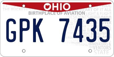OH license plate GPK7435
