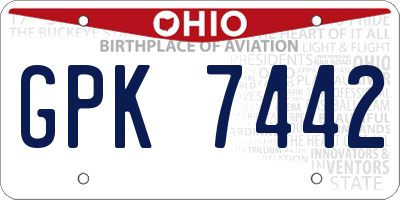 OH license plate GPK7442