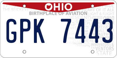 OH license plate GPK7443