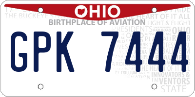 OH license plate GPK7444