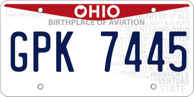 OH license plate GPK7445