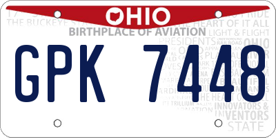 OH license plate GPK7448