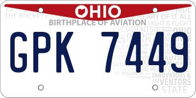 OH license plate GPK7449