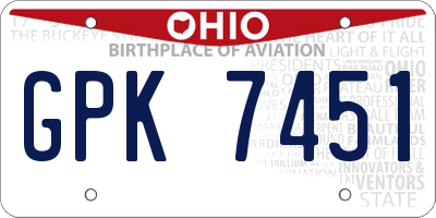 OH license plate GPK7451