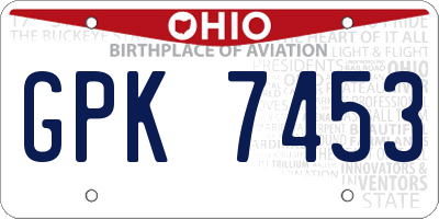 OH license plate GPK7453