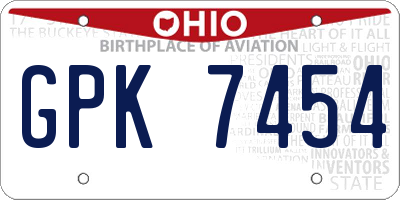 OH license plate GPK7454