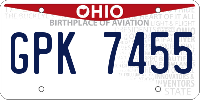 OH license plate GPK7455