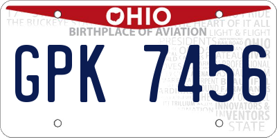 OH license plate GPK7456