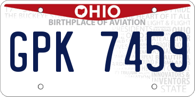 OH license plate GPK7459