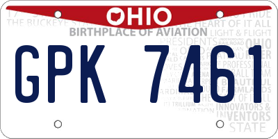 OH license plate GPK7461