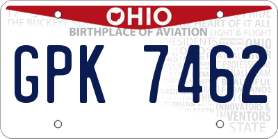OH license plate GPK7462