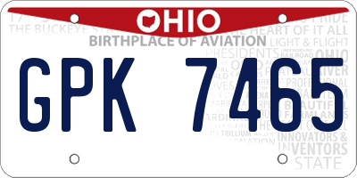 OH license plate GPK7465