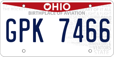 OH license plate GPK7466