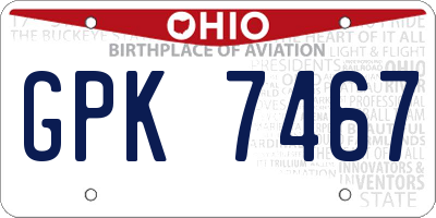 OH license plate GPK7467