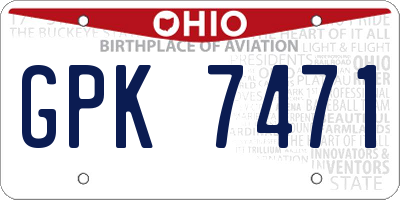 OH license plate GPK7471