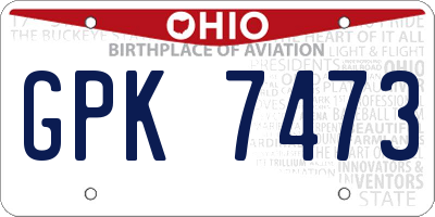 OH license plate GPK7473