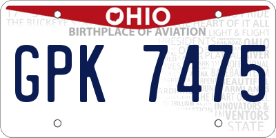 OH license plate GPK7475