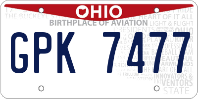 OH license plate GPK7477