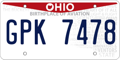 OH license plate GPK7478