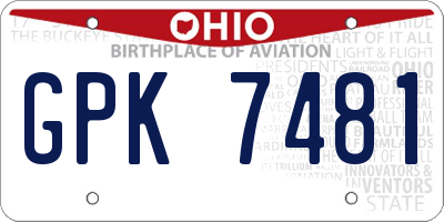 OH license plate GPK7481