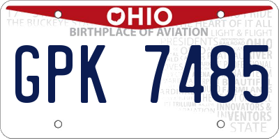 OH license plate GPK7485