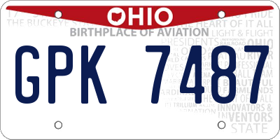 OH license plate GPK7487
