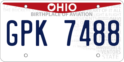 OH license plate GPK7488