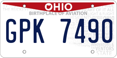 OH license plate GPK7490