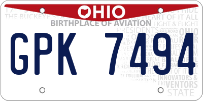 OH license plate GPK7494