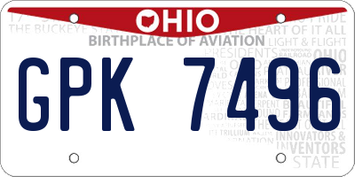 OH license plate GPK7496