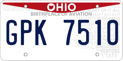 OH license plate GPK7510
