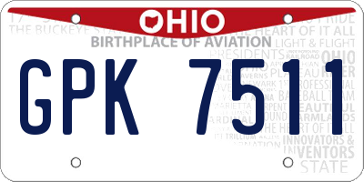 OH license plate GPK7511