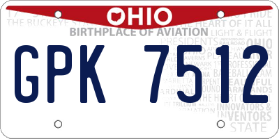 OH license plate GPK7512