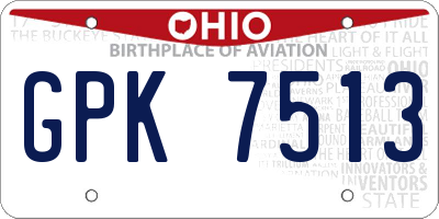 OH license plate GPK7513