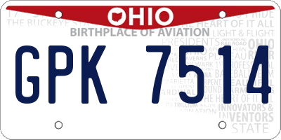 OH license plate GPK7514