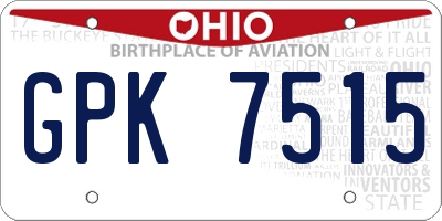 OH license plate GPK7515