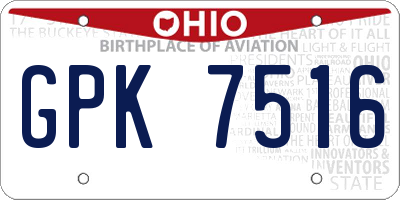 OH license plate GPK7516