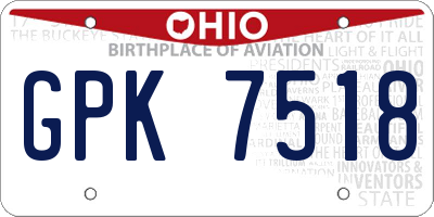 OH license plate GPK7518