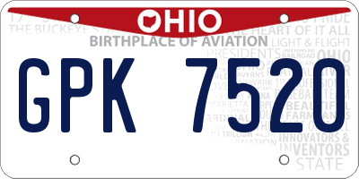 OH license plate GPK7520
