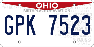 OH license plate GPK7523