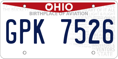 OH license plate GPK7526